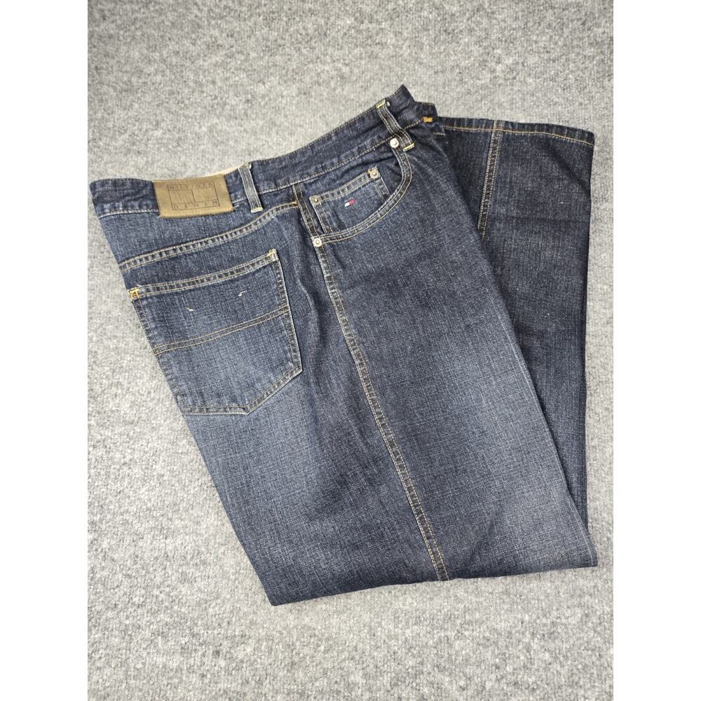 Men’s Tommy Hilfiger Dark Wash Denim Straight Leg Jeans Y2K 34x30 #1041